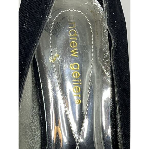 Andrew Geller Black Sparkle Dress Pump Shoes Evening Garey Size 10M - Picture 9 of 11